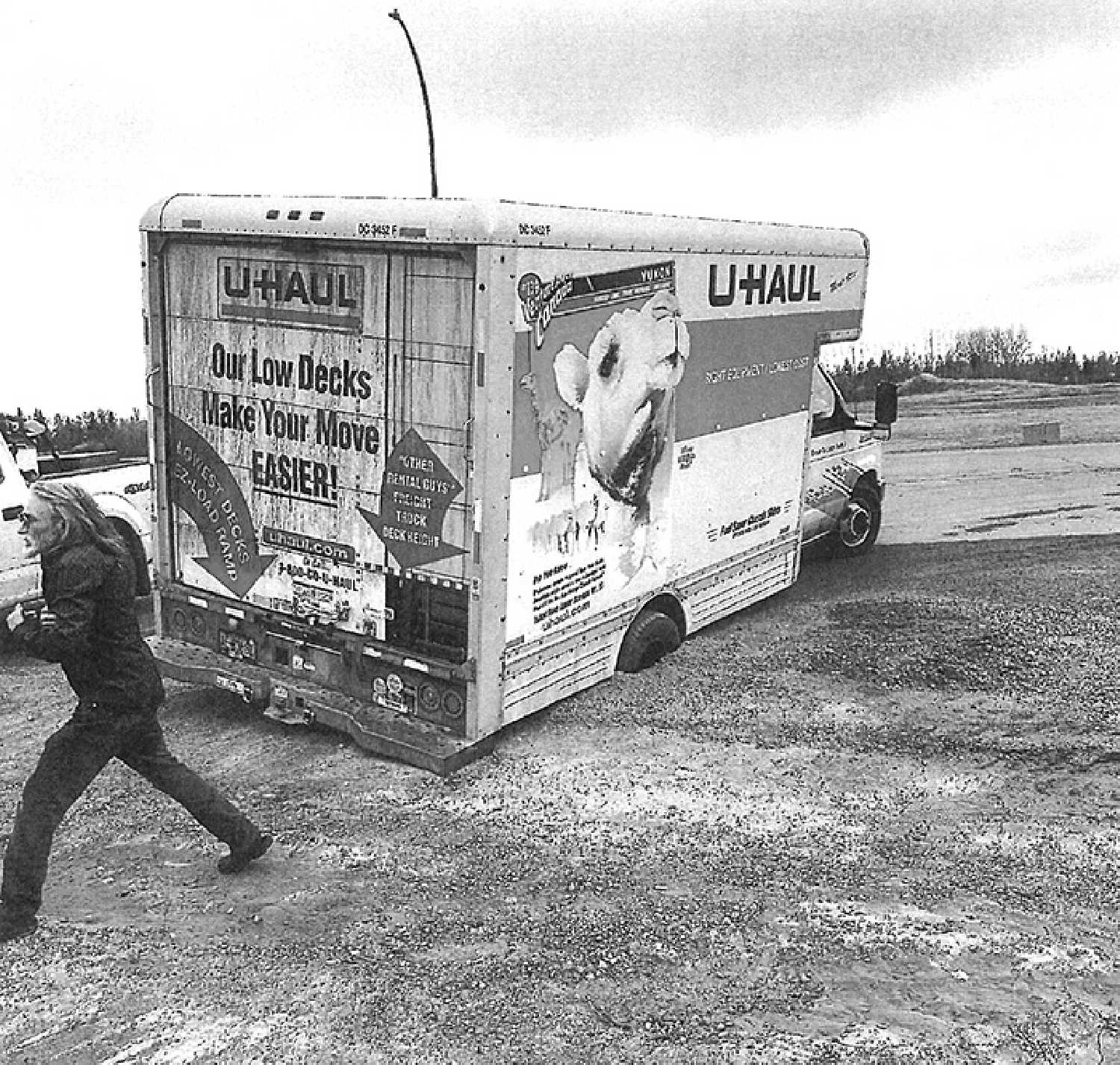 This photo shows a UHaul truck that got stuck last week in holes caused by fibre installation along Park Avenue in Moosomin.